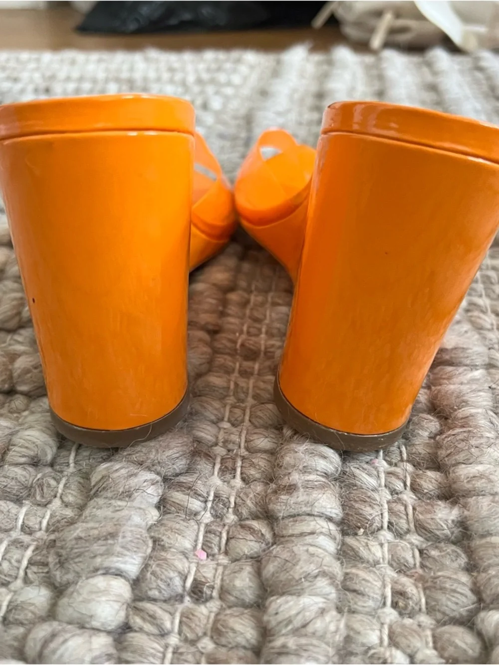 Black Suede Studio Orange Wedge Slide with Clear Strap - Picture 2 of 4